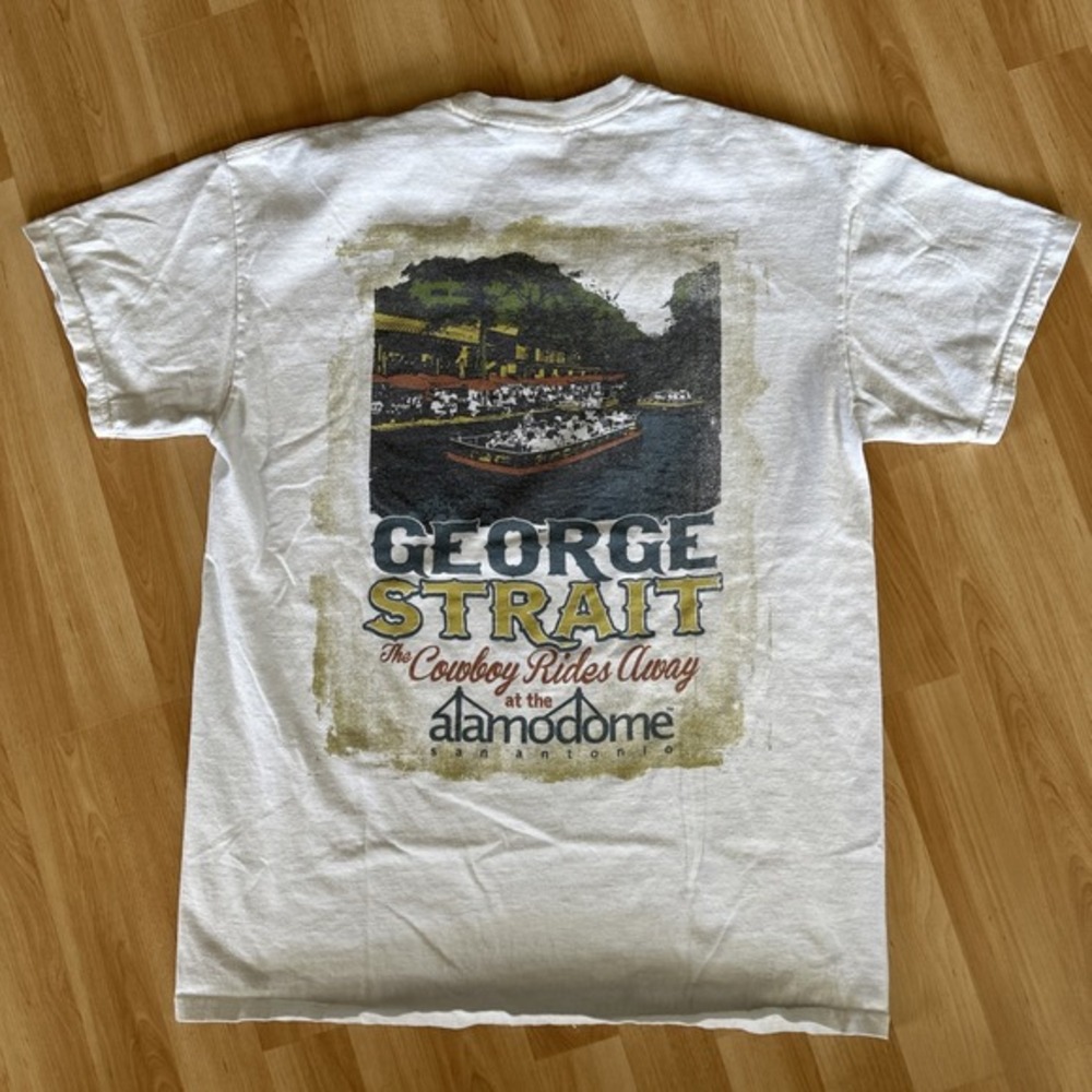 George Strait Double Sided The Cowboy Rides Away Alamodome Med Tshirt Texas Rare - Picture 12 of 15